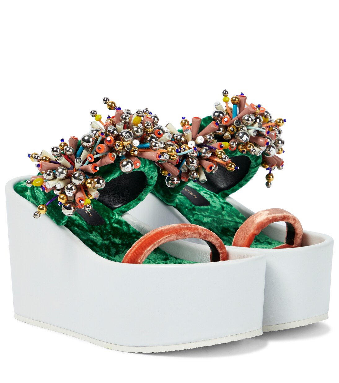 Embellished velvet platform sandals | Dries Van Noten