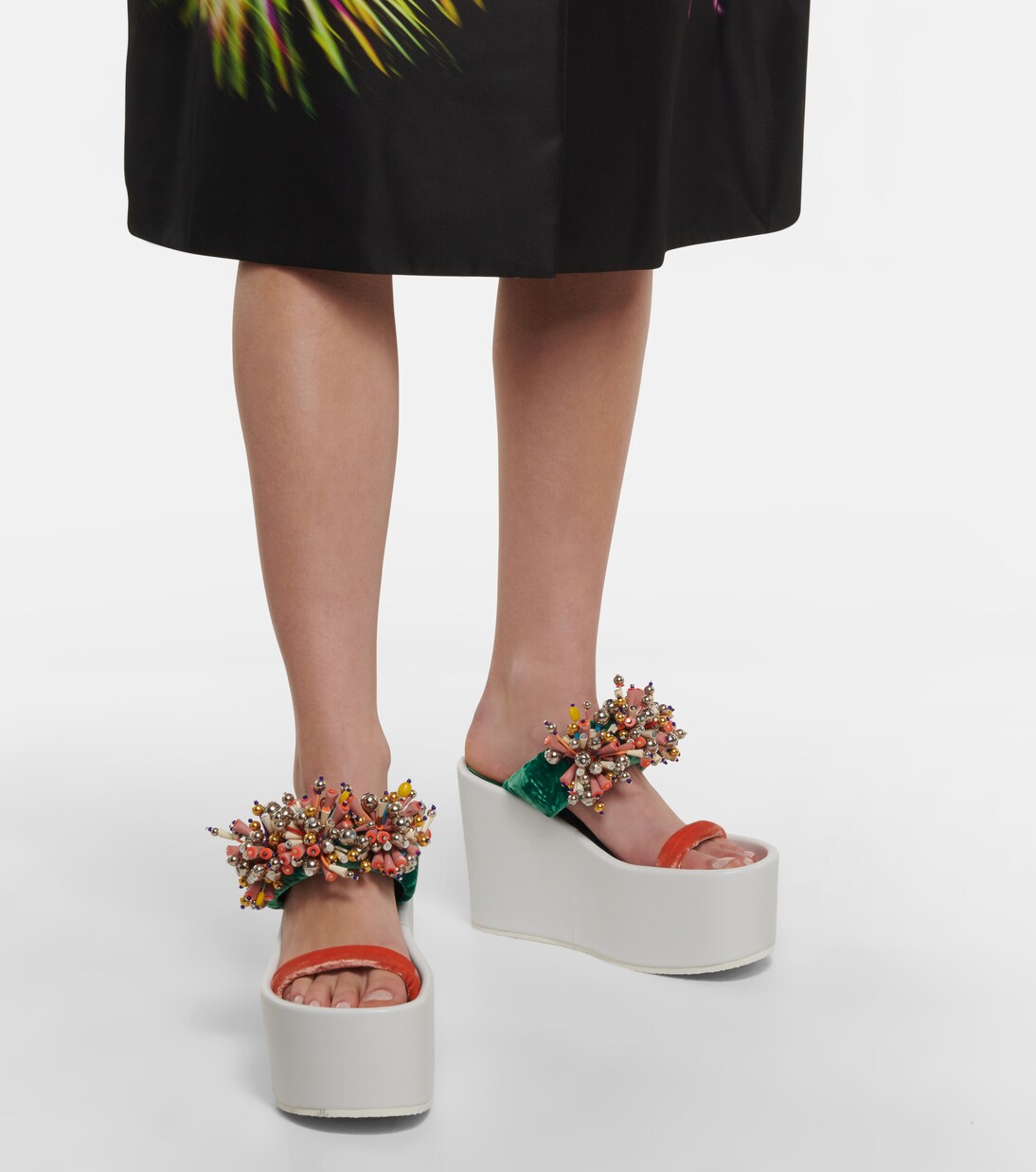 Embellished velvet platform sandals | Dries Van Noten