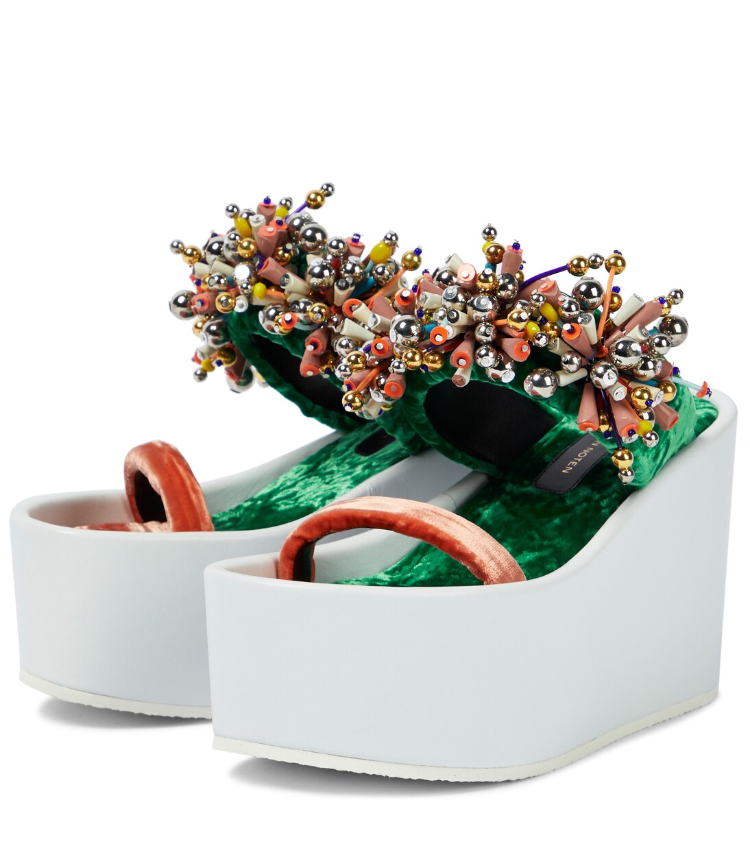 Embellished velvet platform sandals | Dries Van Noten