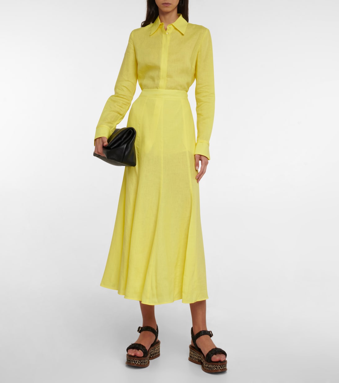 Falda midi Tate de lino | Gabriela Hearst