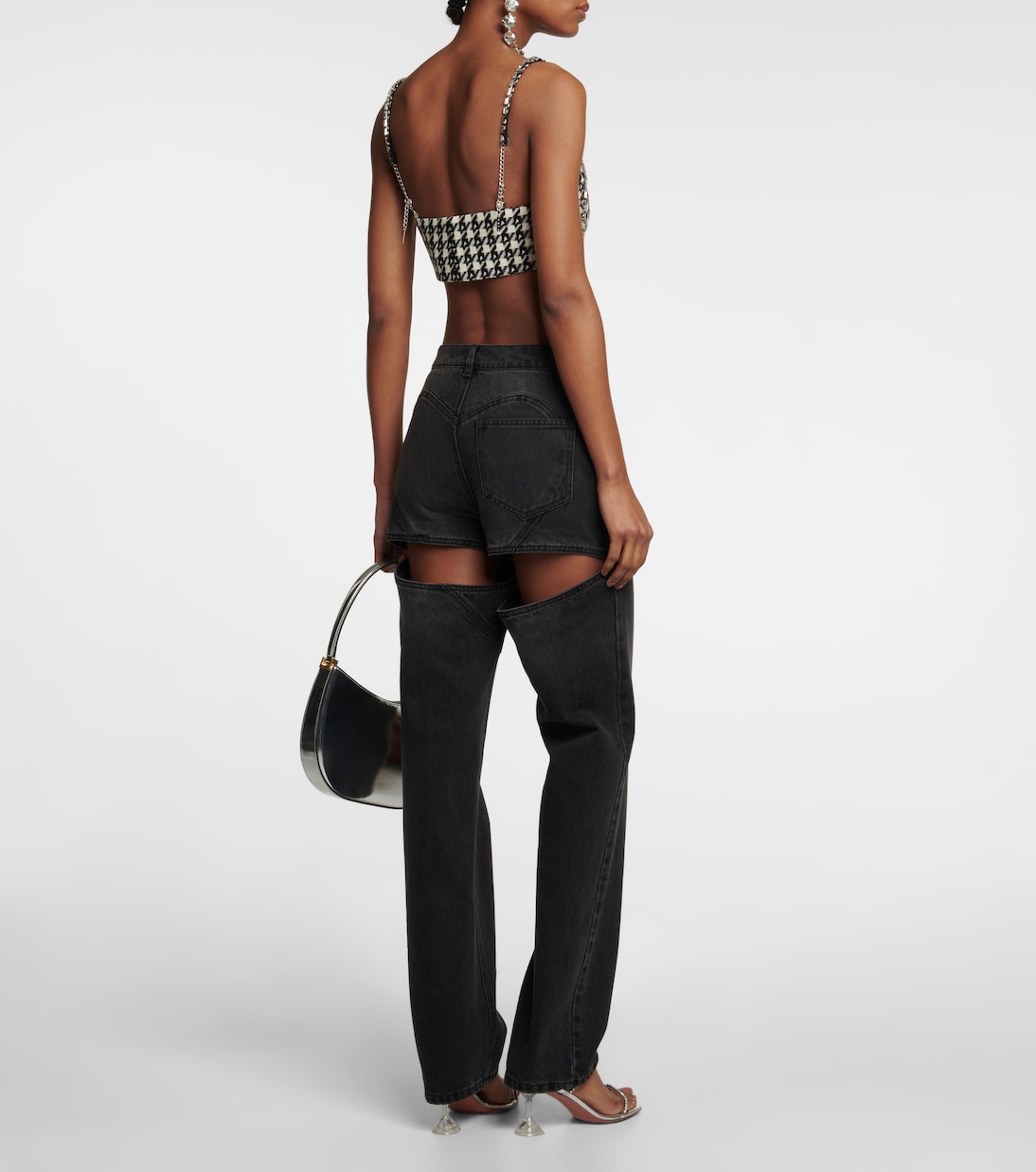 Embellished checked crop top | Area
