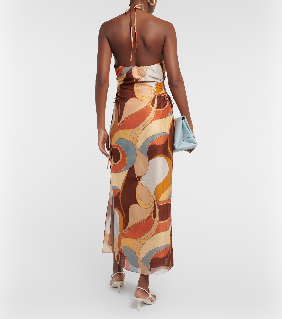 Robe midi imprimée en coton et soie | SIR