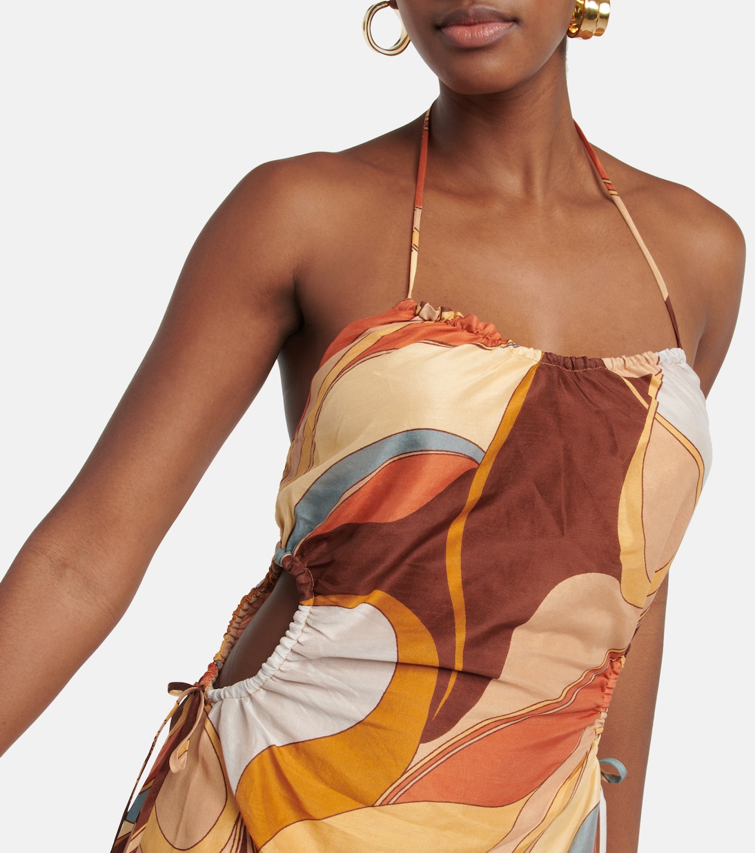 Robe midi imprimée en coton et soie | SIR