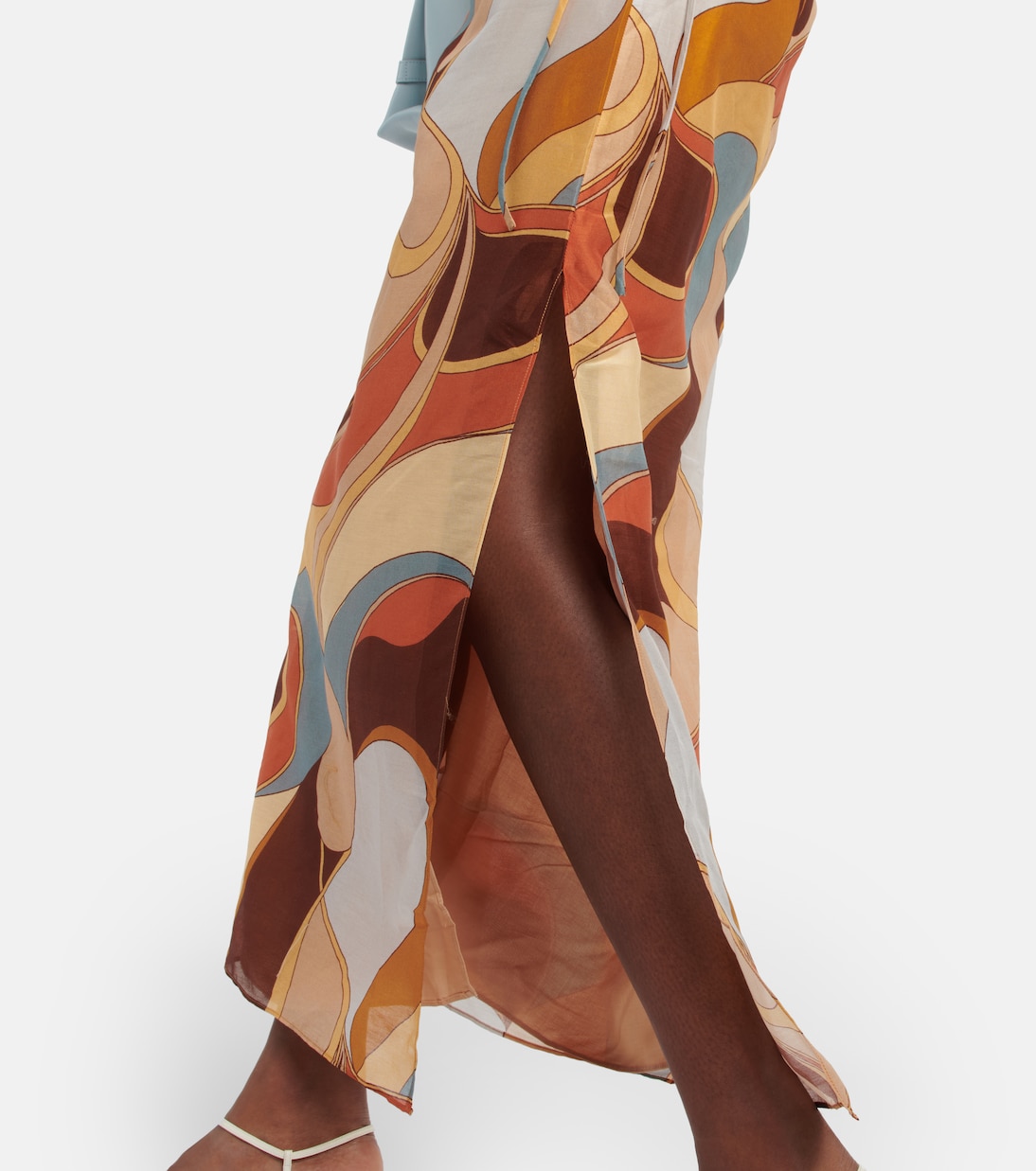 Robe midi imprimée en coton et soie | SIR