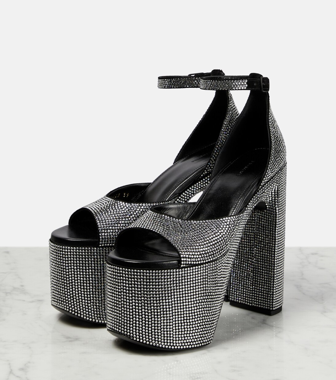 Camden embellished leather platform sandals in silver Balenciaga Mytheresa