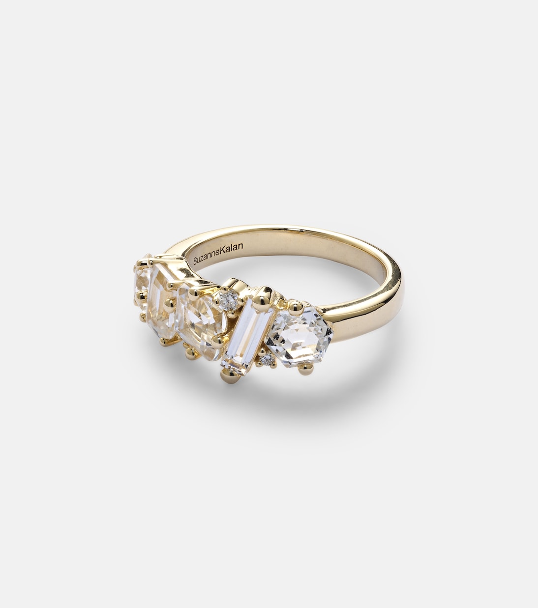 Anello Nadima Glimmer in oro 14kt con diamanti e topazio, design moderno per giovani