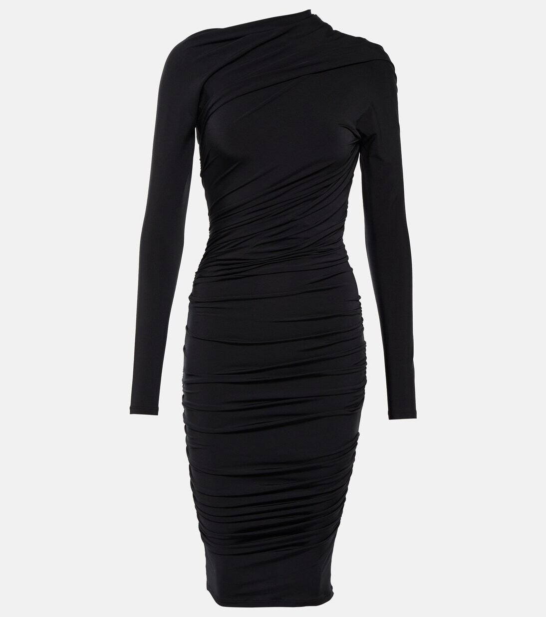 Gathered midi dress in black Balenciaga Mytheresa
