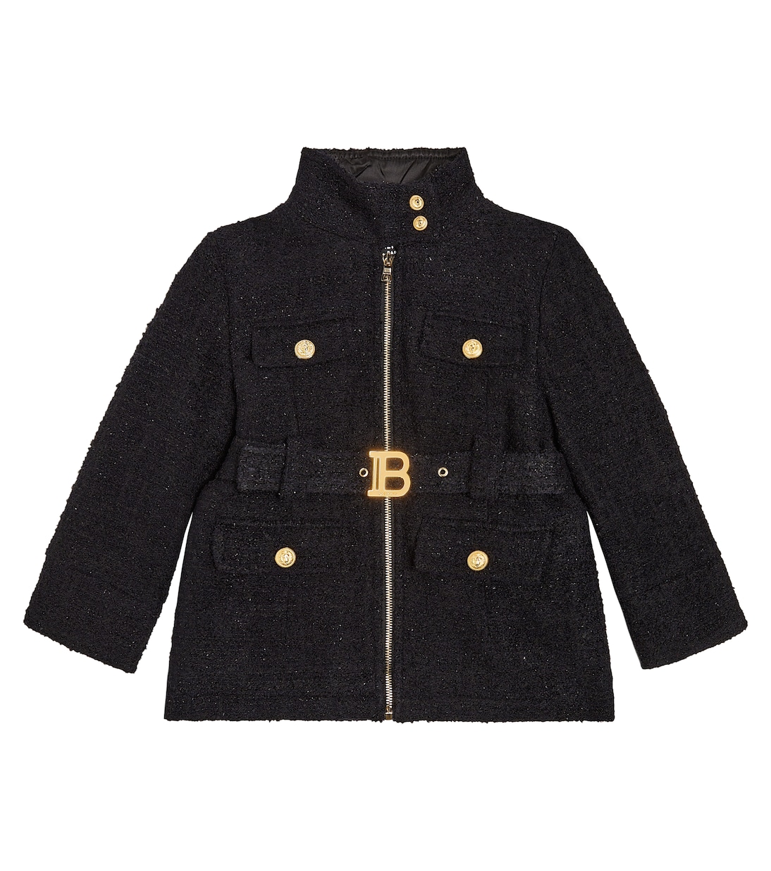 Abrigo con cinturón y logo | Balmain Kids