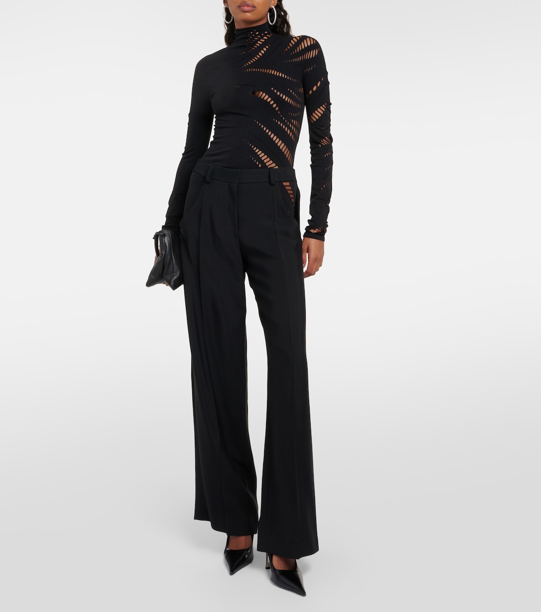 Cutout turtleneck jersey top  | Mugler