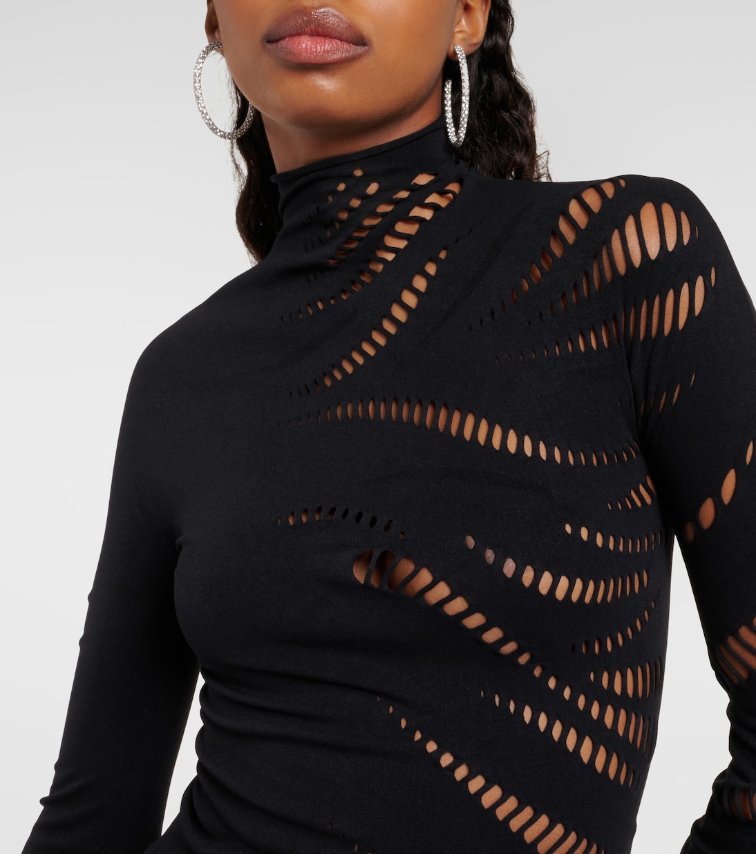 Cutout turtleneck jersey top  | Mugler