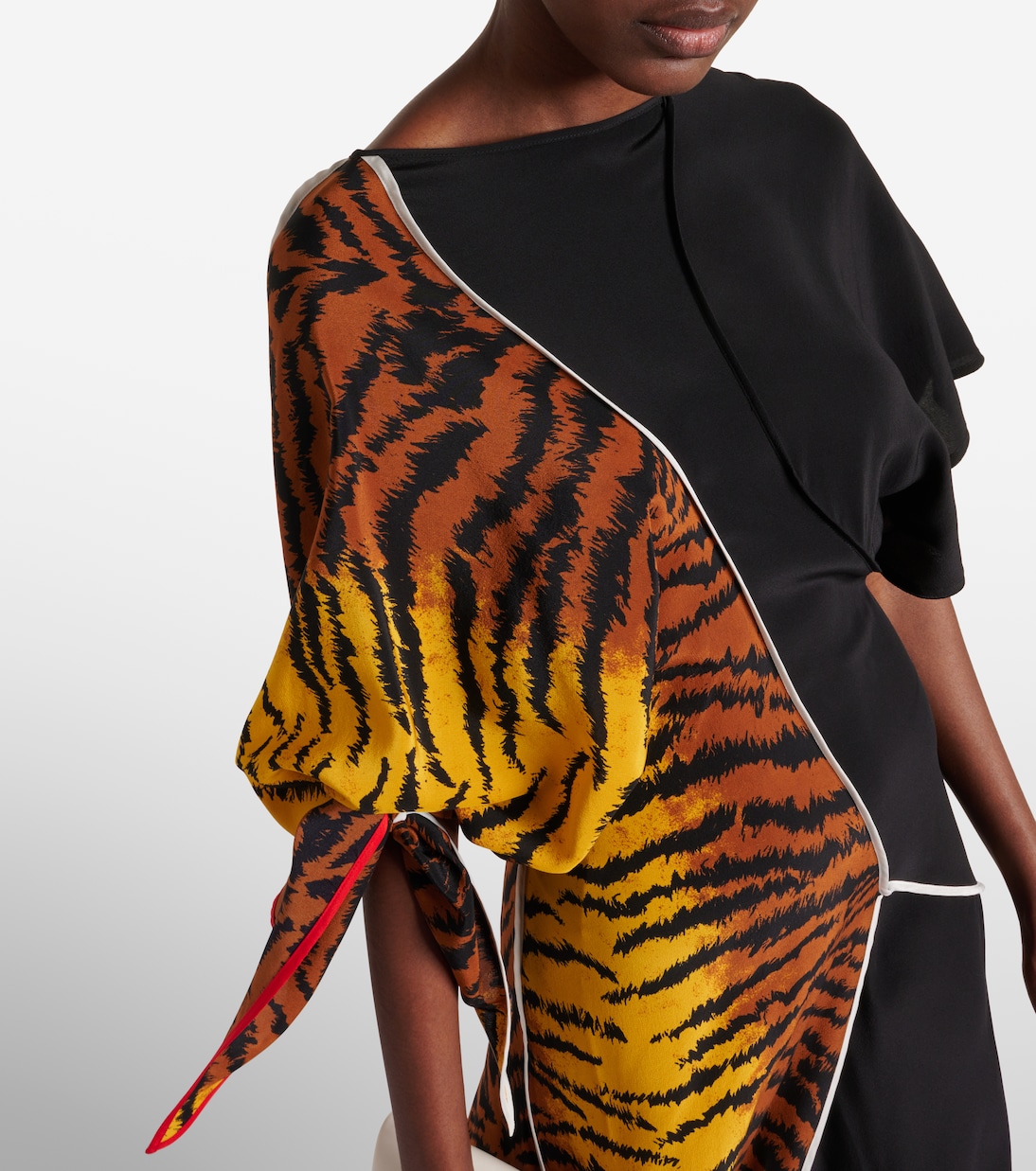 Abito lungo asimmetrico in seta | Victoria Beckham
