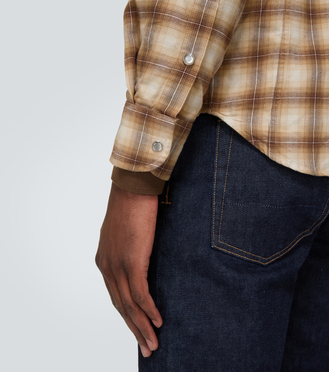 Camisa oxford de mezcla de algodón a cuadros | Tom Ford