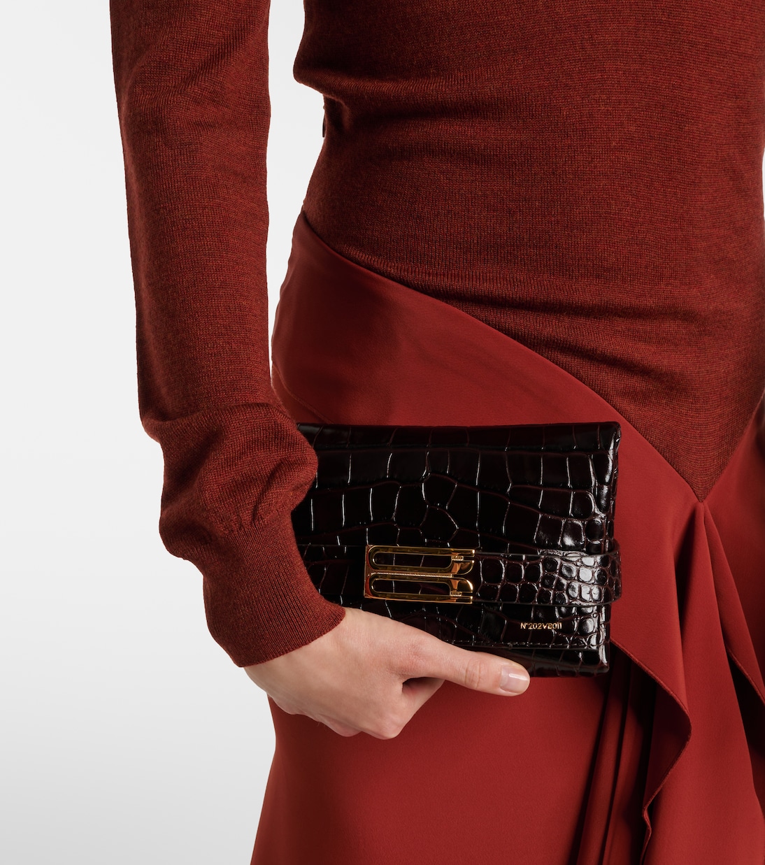 Mini croc-effect leather clutch | Victoria Beckham