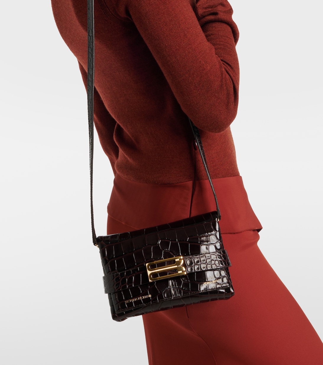 Mini croc-effect leather clutch | Victoria Beckham