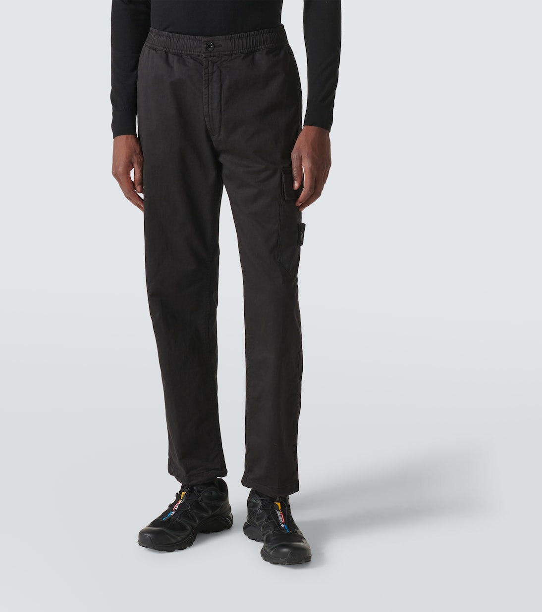 Ghost Compass cotton blend cargo pants in black Stone Island Mytheresa