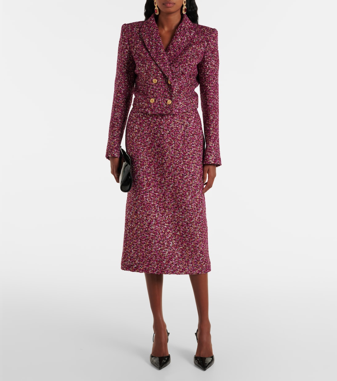 Blazer raccourci en tweed à sequins | Alessandra Rich