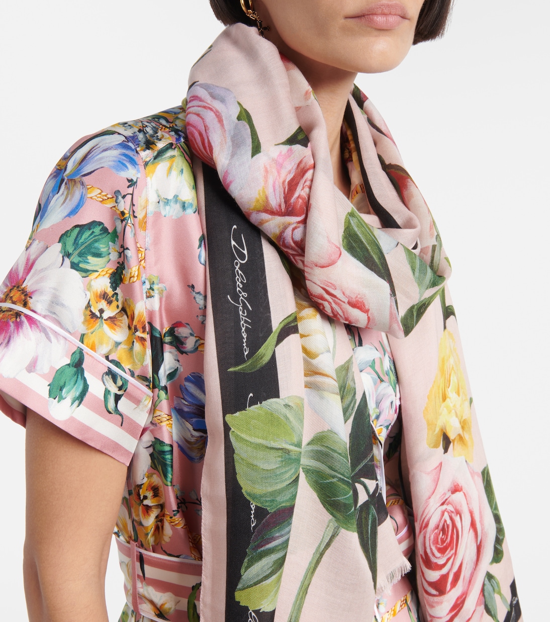 Sciarpa Elegante D&G con Stampa Floreale per Giovani Stilisti