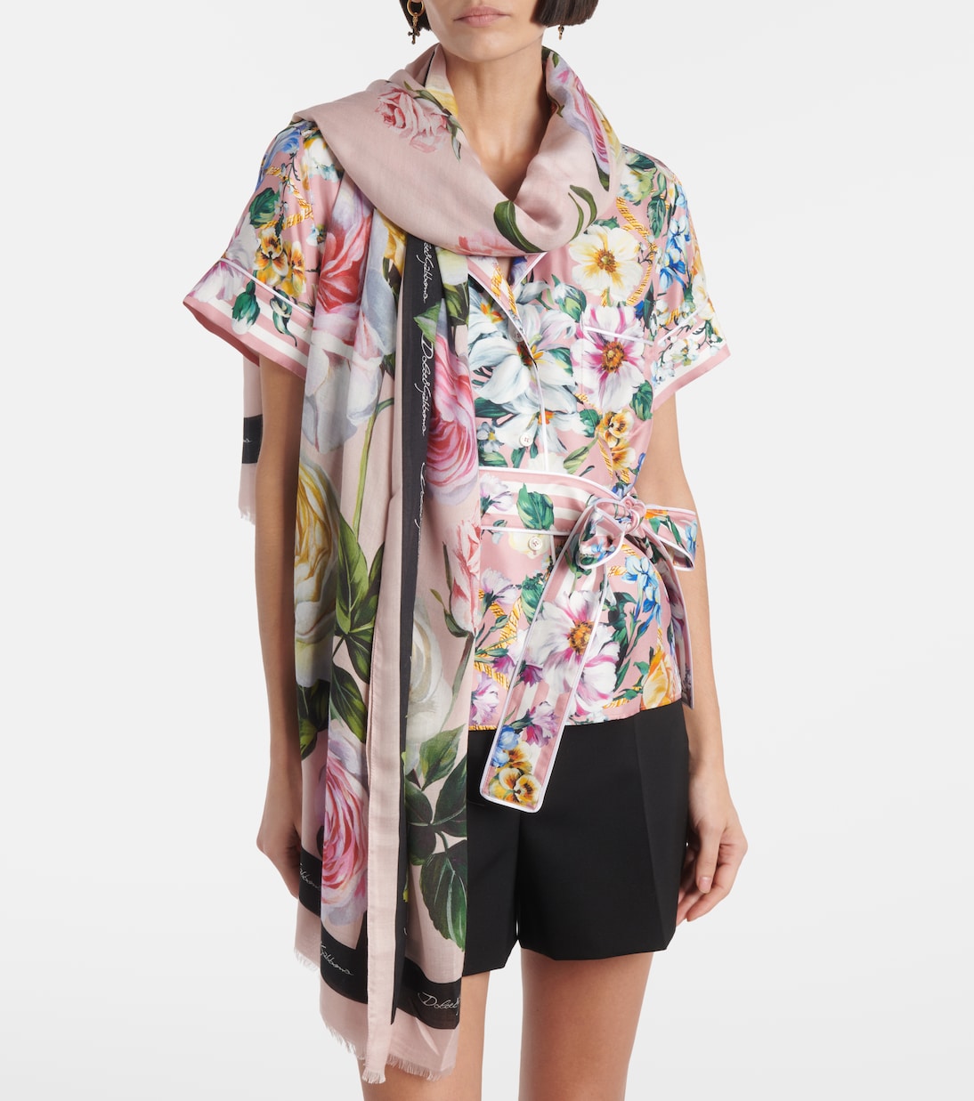 Sciarpa Elegante D&G con Stampa Floreale per Giovani Stilisti