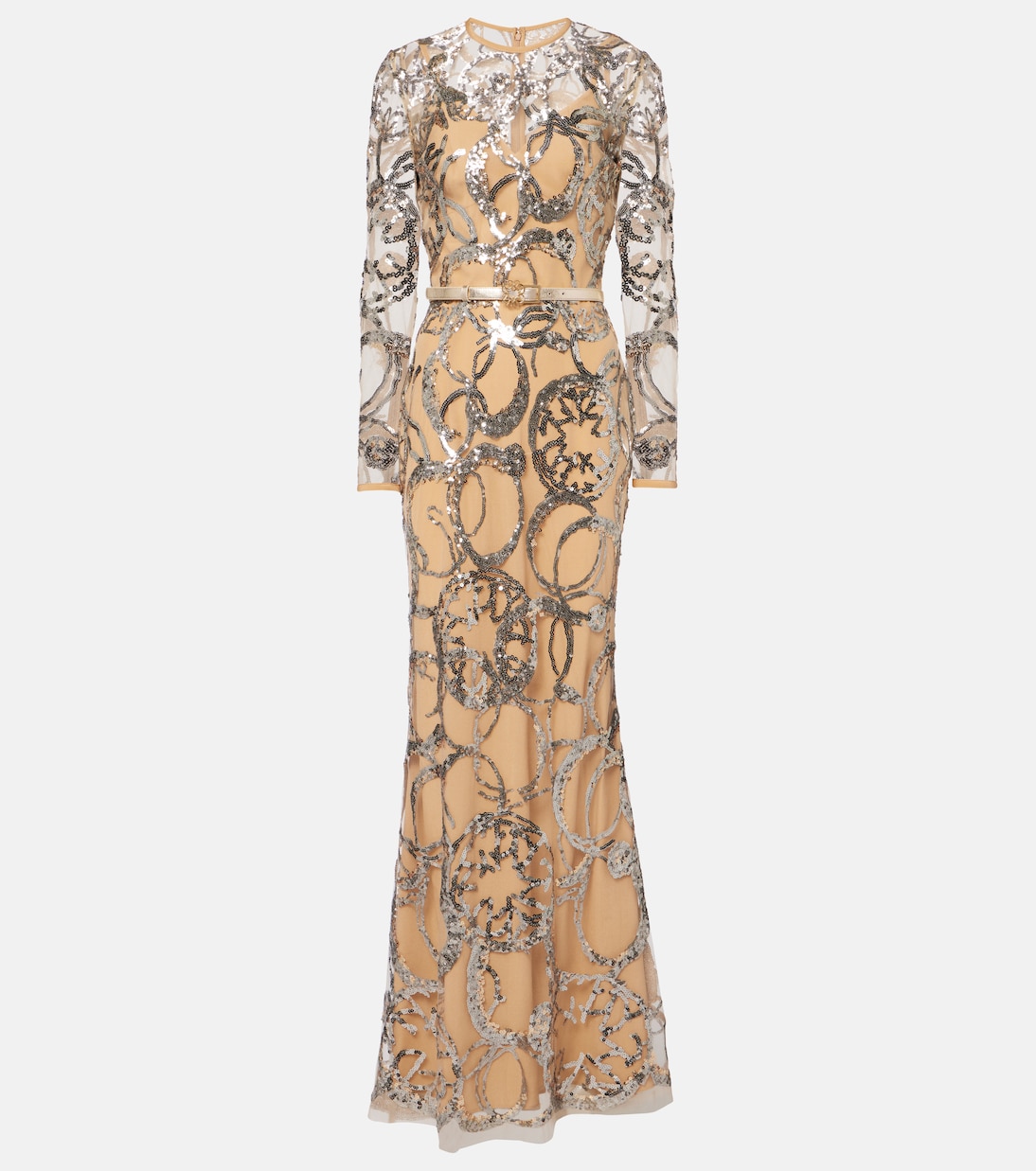 Sequined sheer tulle gown | Elie Saab