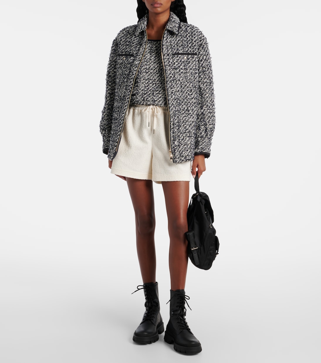 Top in tweed di misto cotone e raso | Moncler