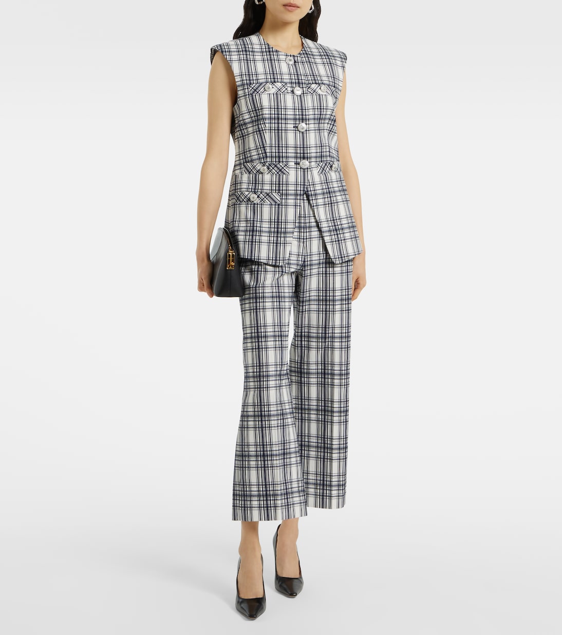 Dova plaid cotton-blend wide-leg pants | Veronica Beard