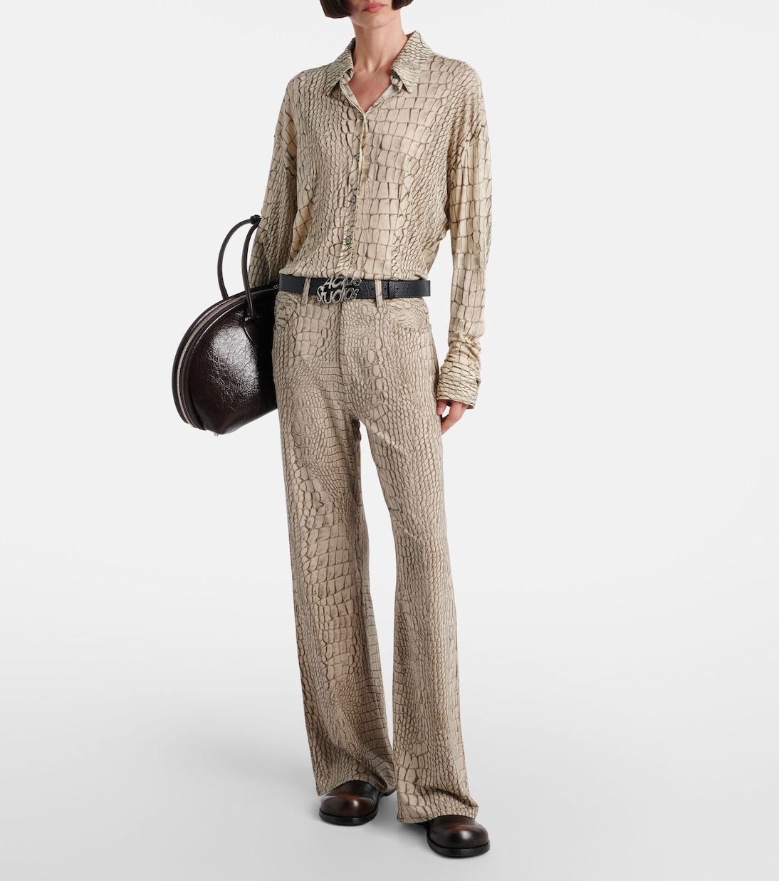 Pantaloni regular in crêpe a vita alta | Acne Studios