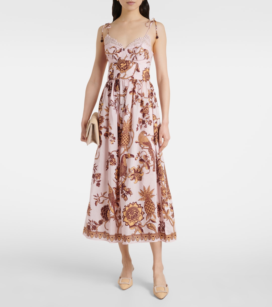 Robe midi Tropical Landing en coton mélangé | Farm Rio