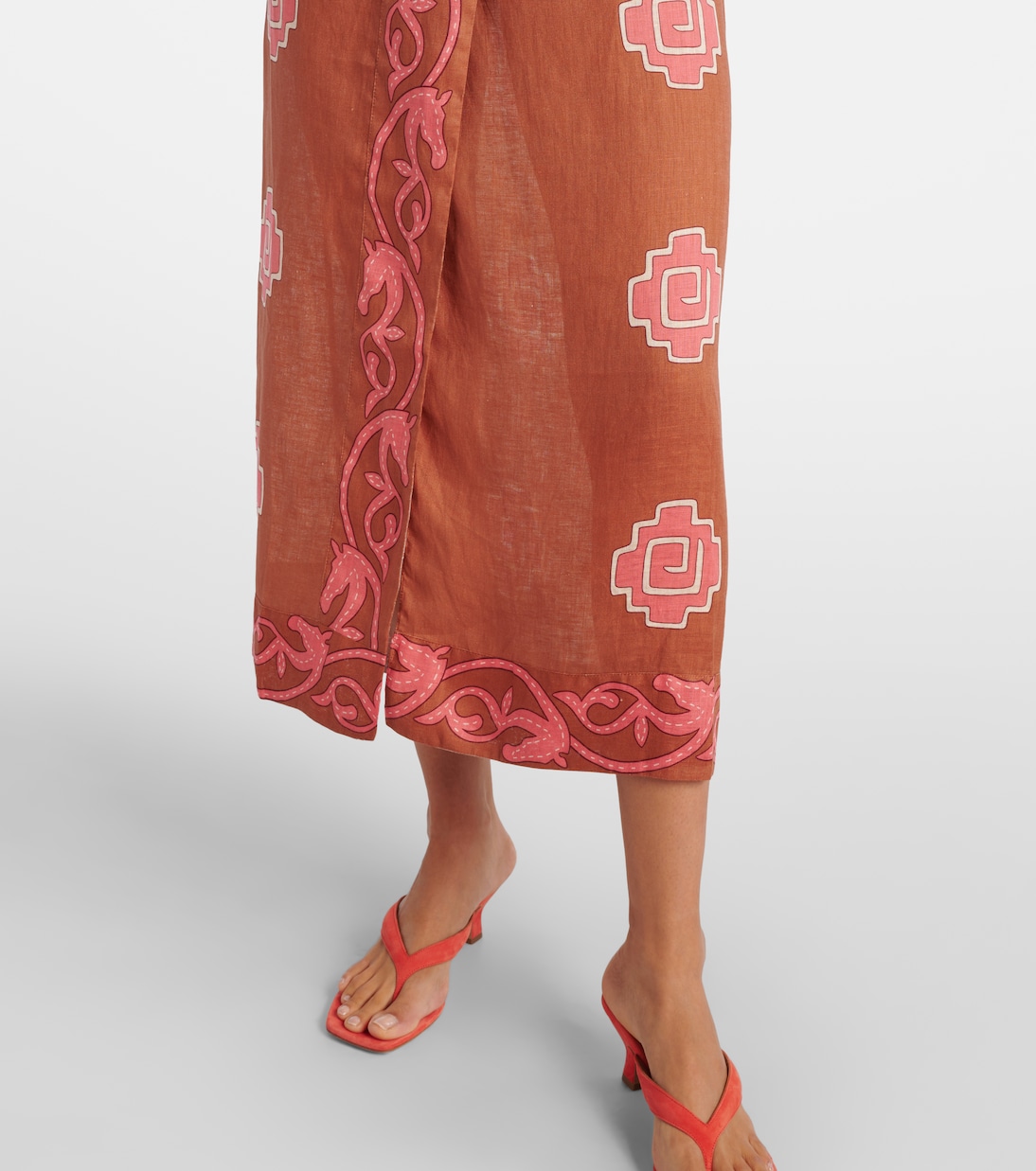 Vestido midi de lino bordado | Johanna Ortiz