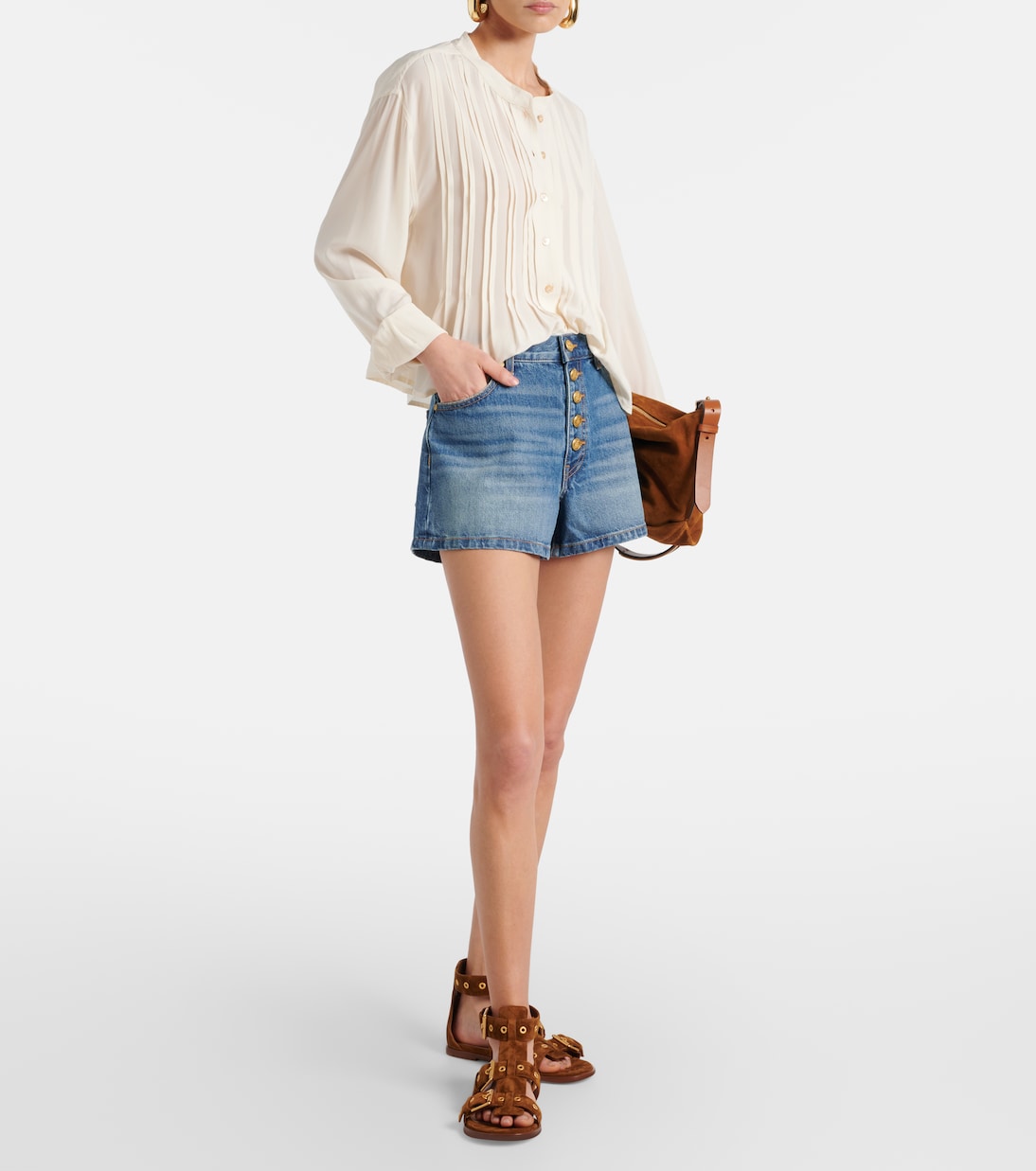 Short Greta à taille haute en jean | Ulla Johnson