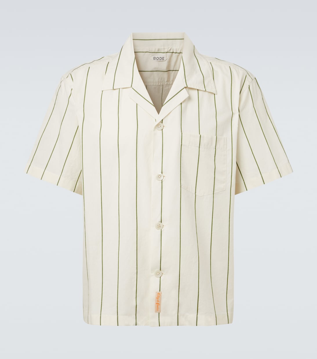 Celery striped cotton bowling shirt | Bode