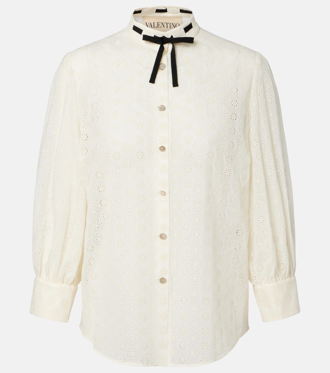Camicia in popeline di cotone con ricamo sangallo | Valentino