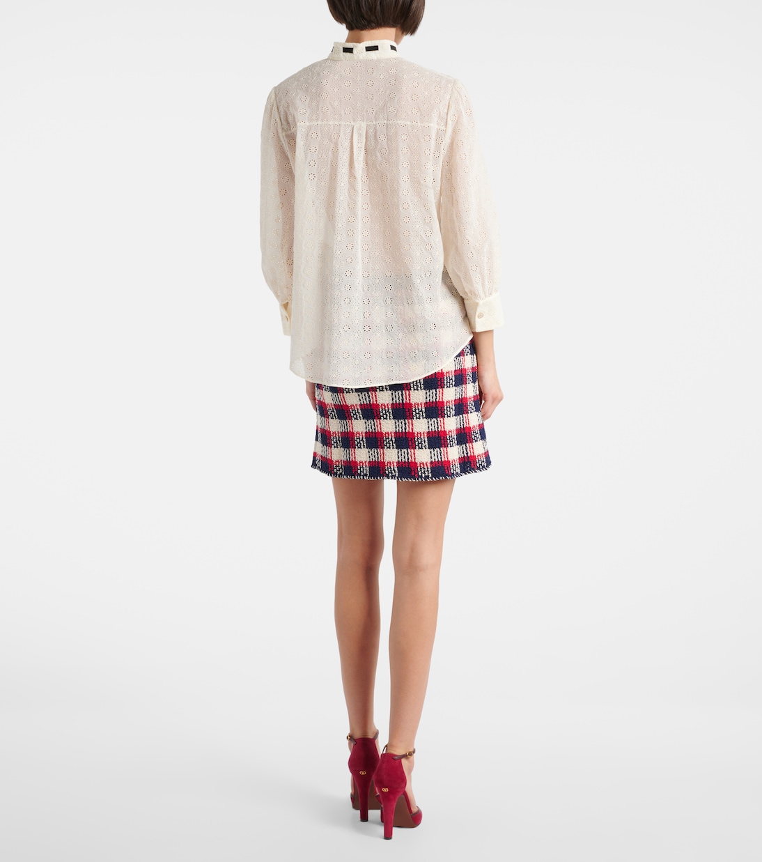 Camicia in popeline di cotone con ricamo sangallo | Valentino