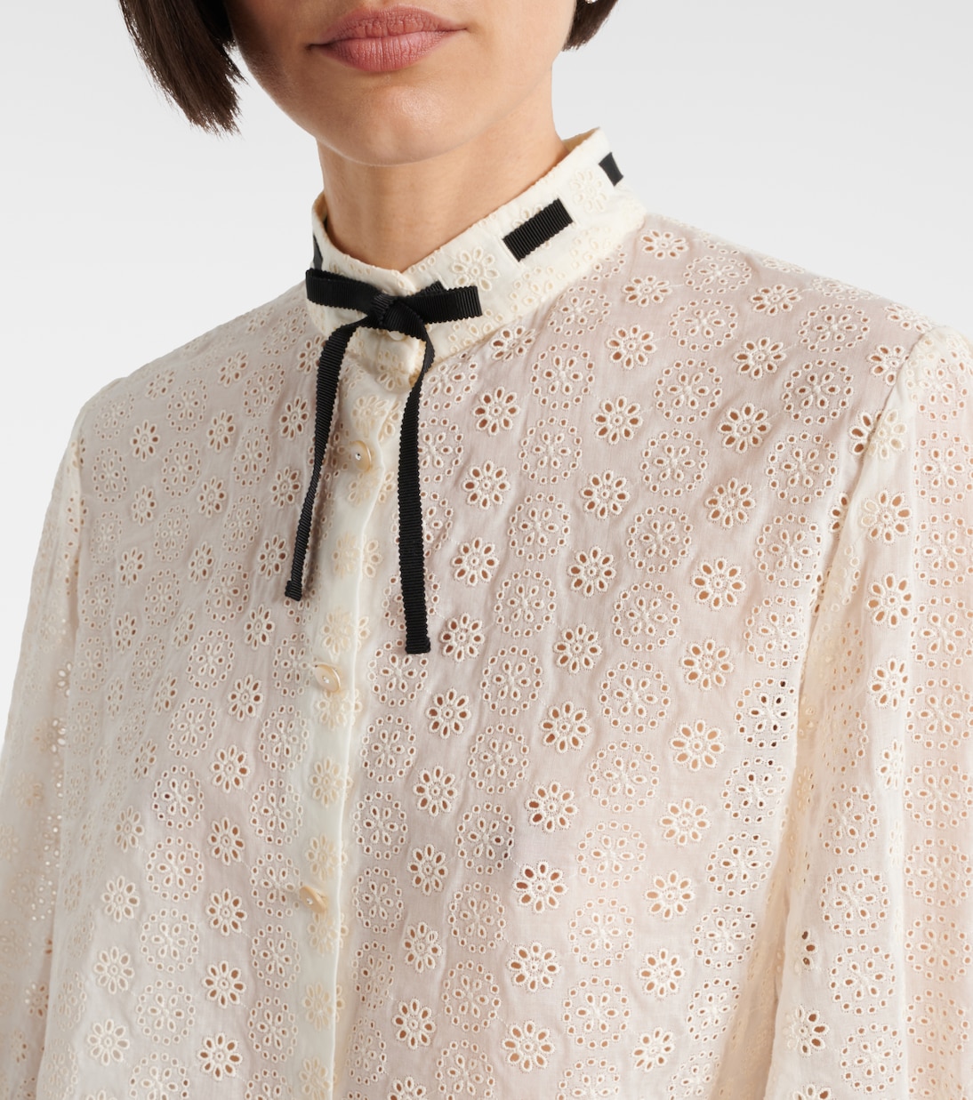 Camicia in popeline di cotone con ricamo sangallo | Valentino
