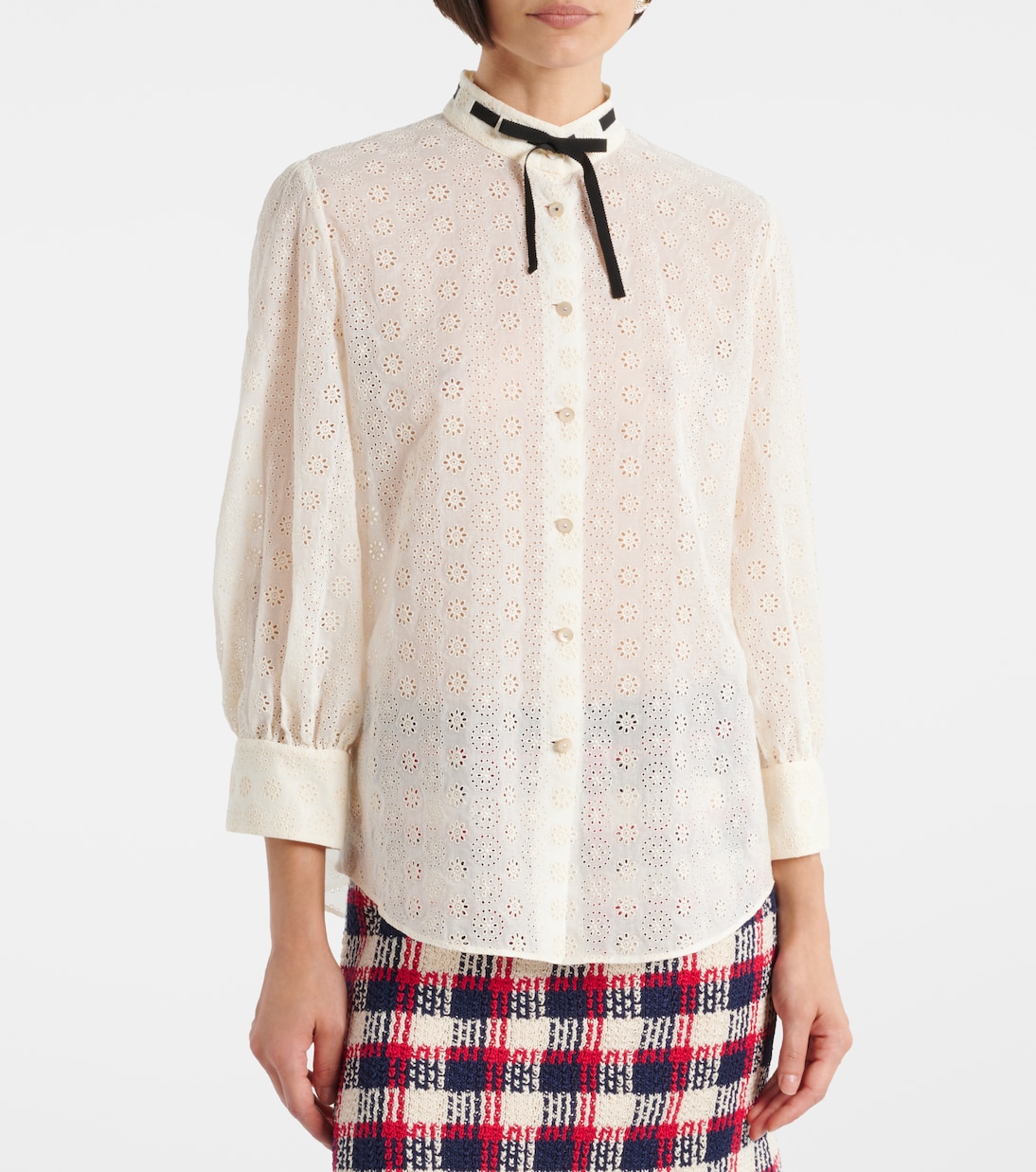 Camicia in popeline di cotone con ricamo sangallo | Valentino