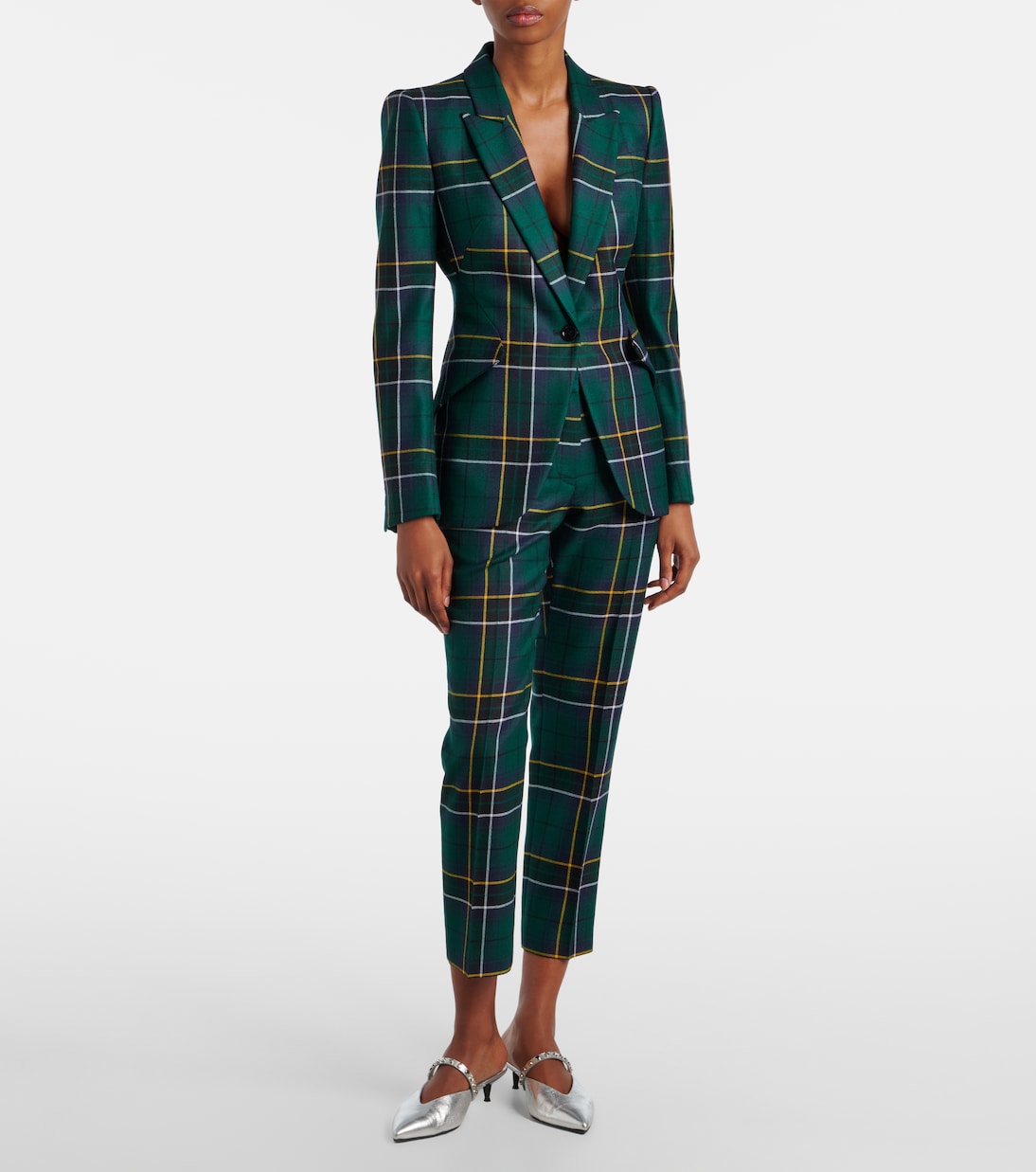 Plaid wool straight pants  | McQueen