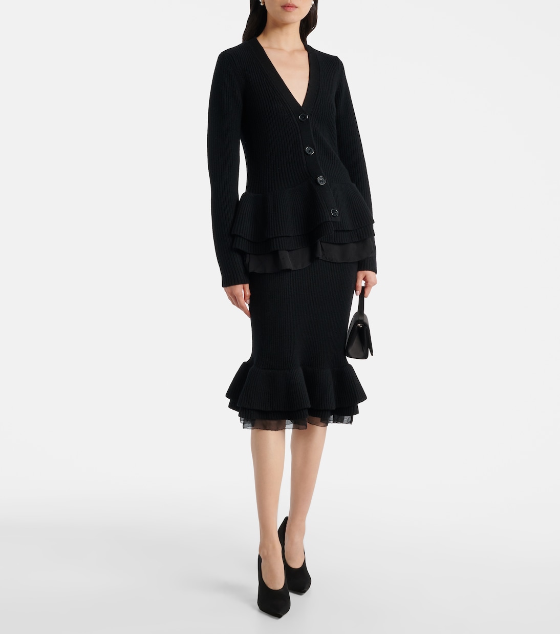 Peplum wool-blend midi skirt | Nina Ricci