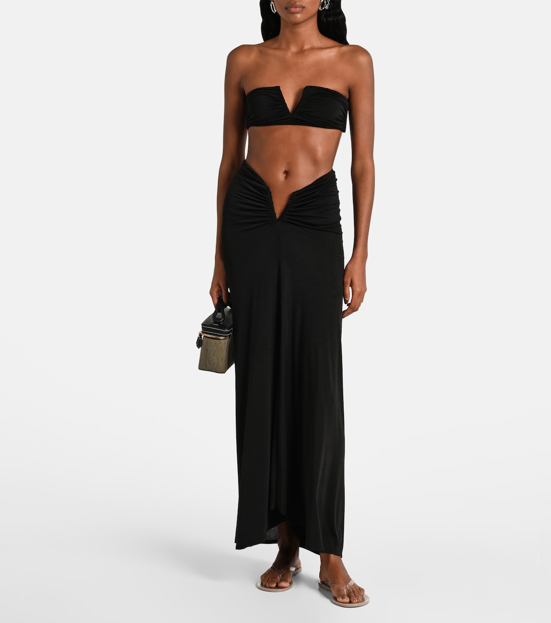 Gonna lunga Skyla in jersey con ruches | Jade Swim