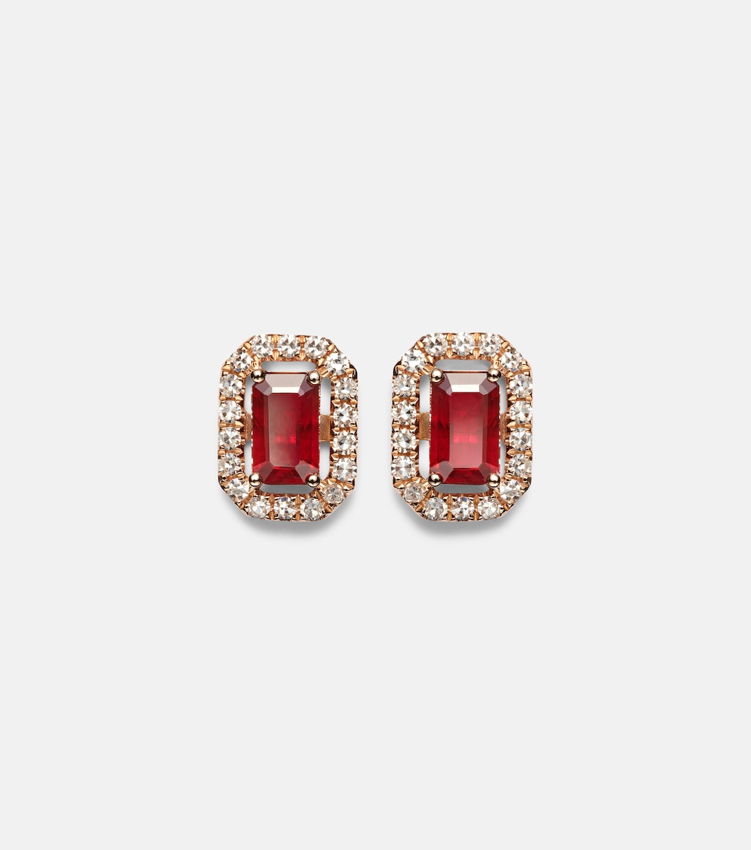 18kt rose gold earrings with rubies and diamonds | Shay Jewelry