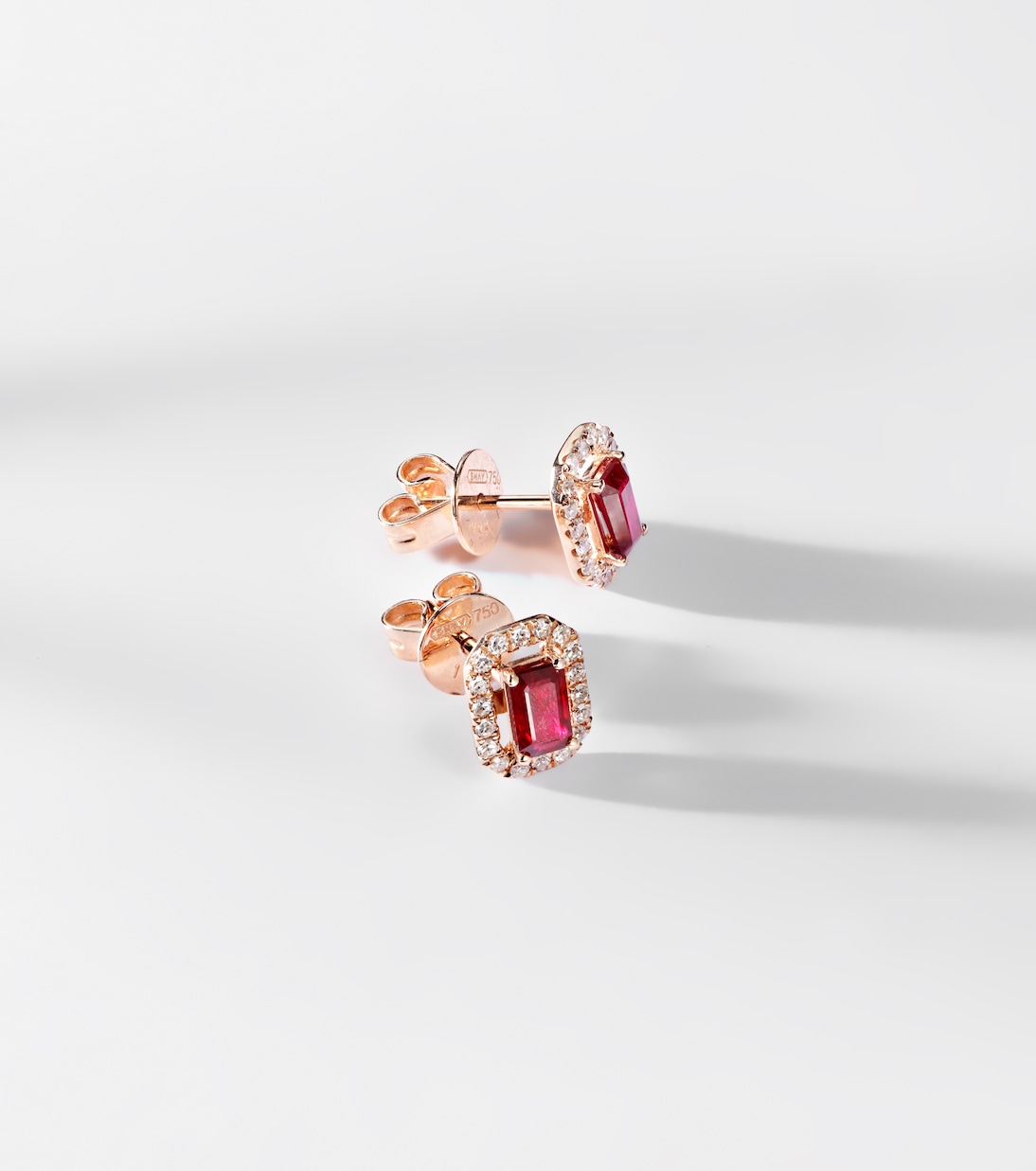 18kt rose gold earrings with rubies and diamonds | Shay Jewelry