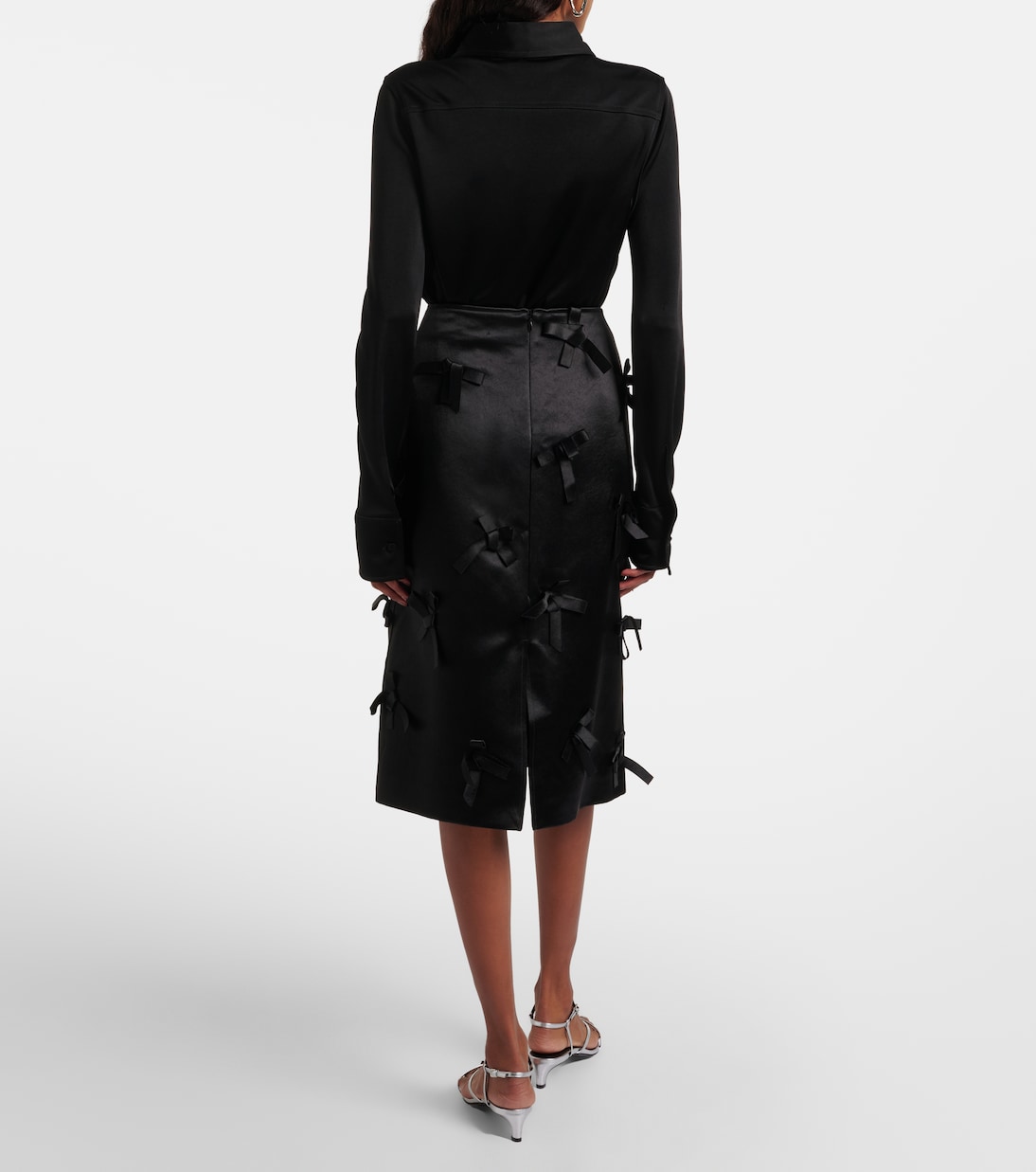 Falda midi de satén con lazo | Jil Sander