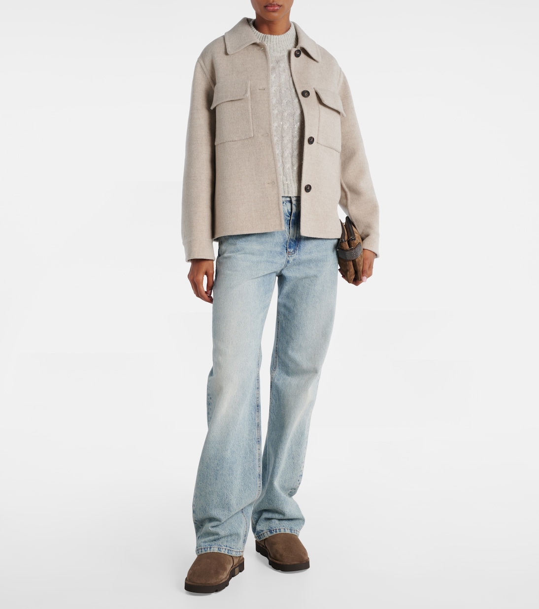 Ankle Boots aus Veloursleder mit Shearling | Brunello Cucinelli