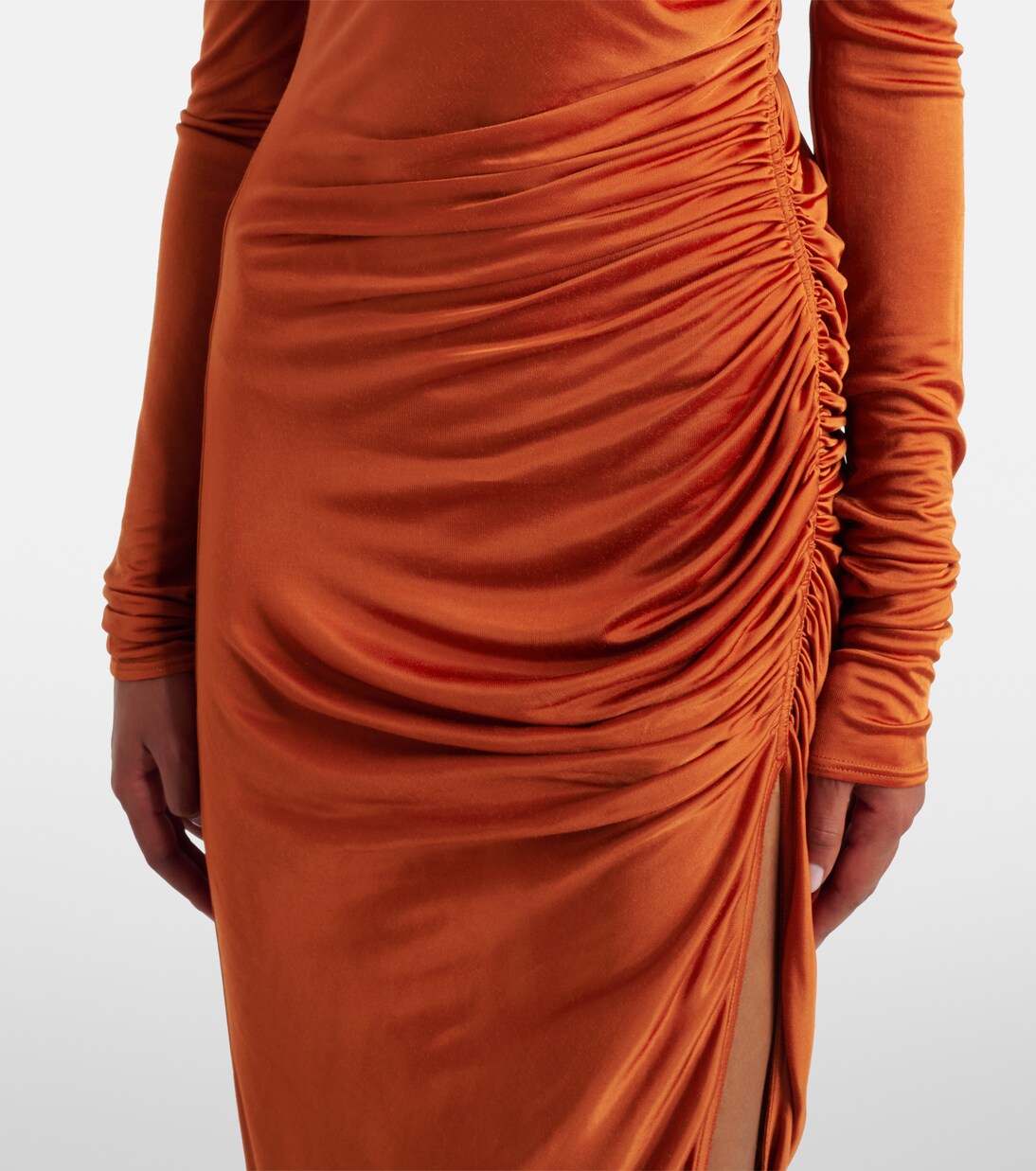 Svita ruched satin jersey midi dress | Rick Owens