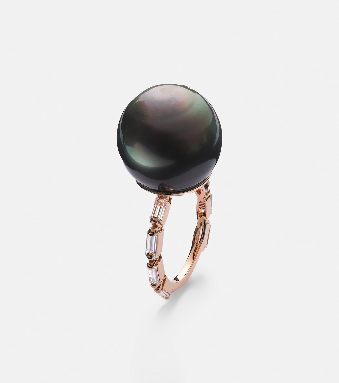 18kt rose gold ring with pearl and diamonds | Suzanne Kalan