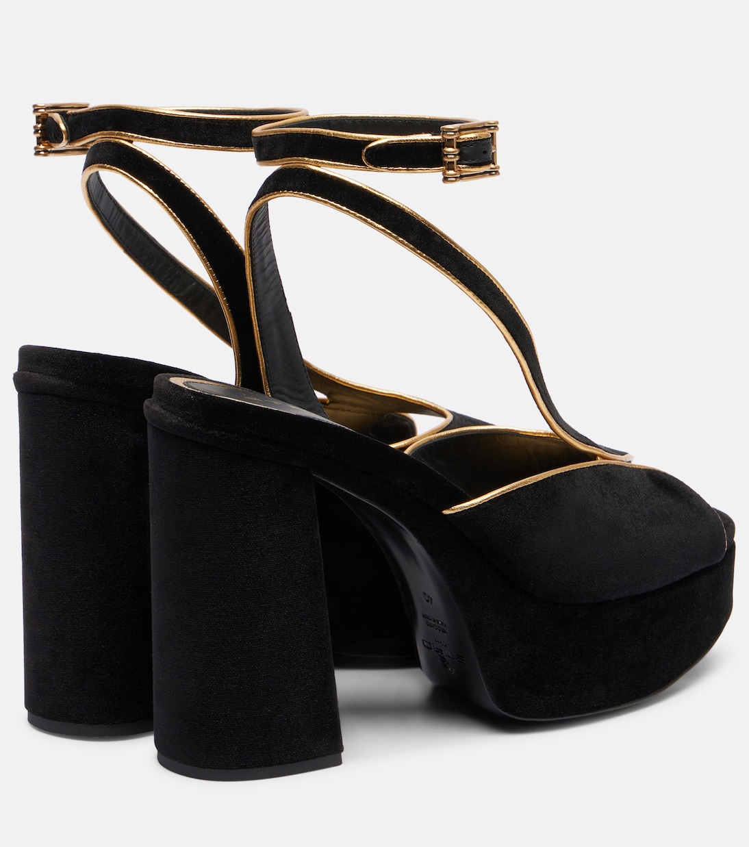90 asymmetrical velvet platform sandals | Etro