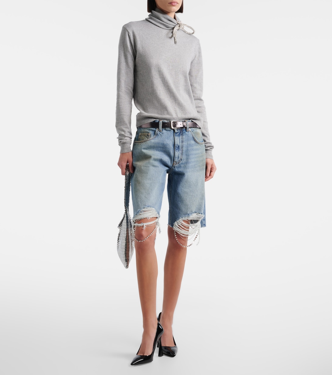 Verzierte Jeansshorts mit Kristallen | Area