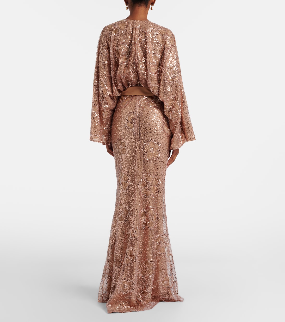 Belted sequined silk-blend gown | Elie Saab