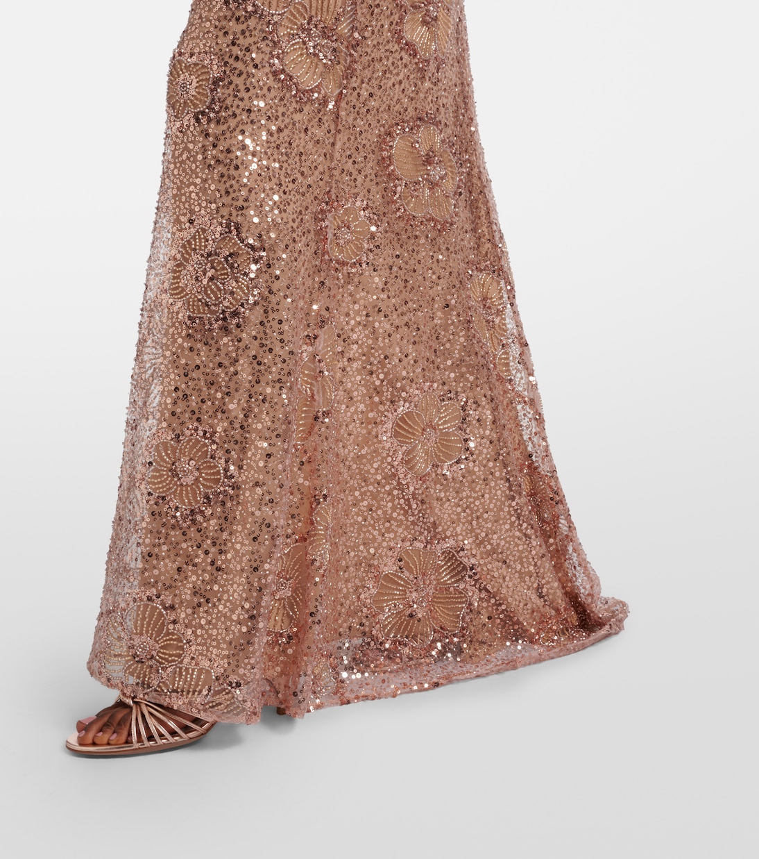 Belted sequined silk-blend gown | Elie Saab