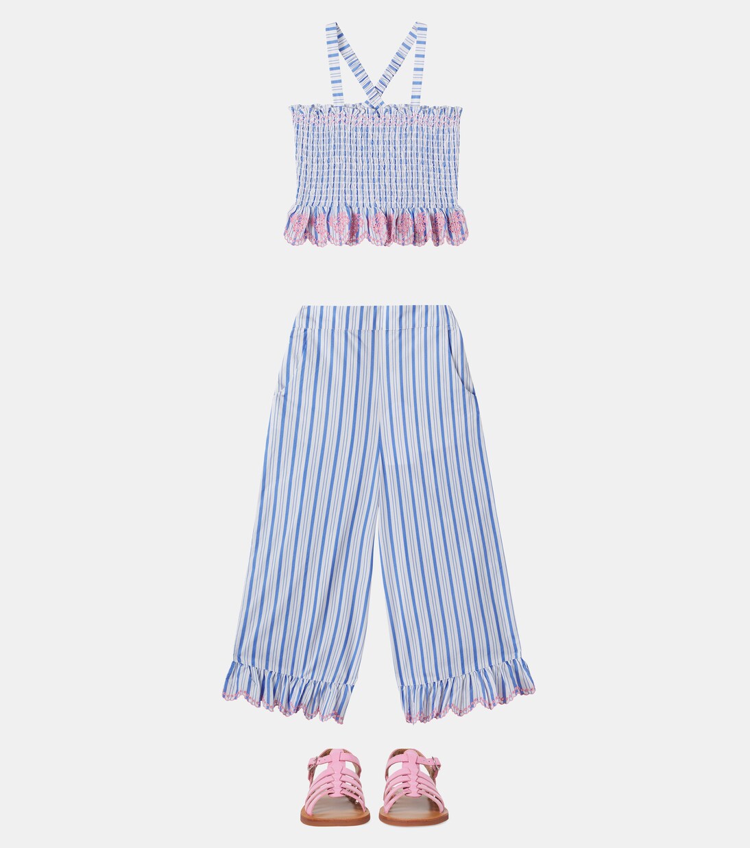 Florentina embroidered smocked cotton top | Louise Misha