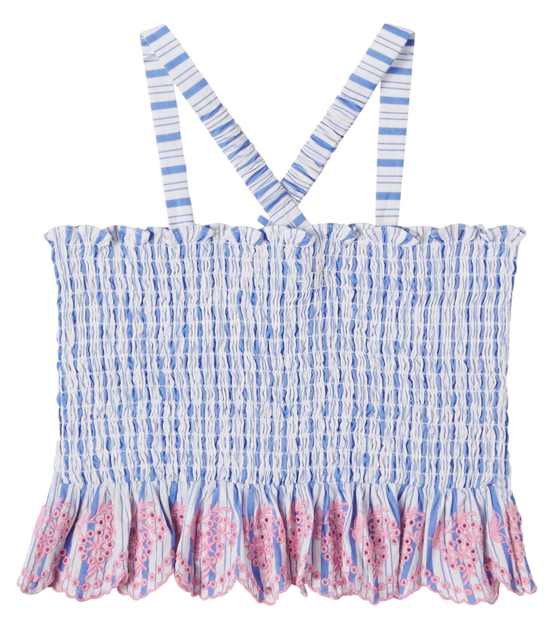 Florentina embroidered smocked cotton top | Louise Misha