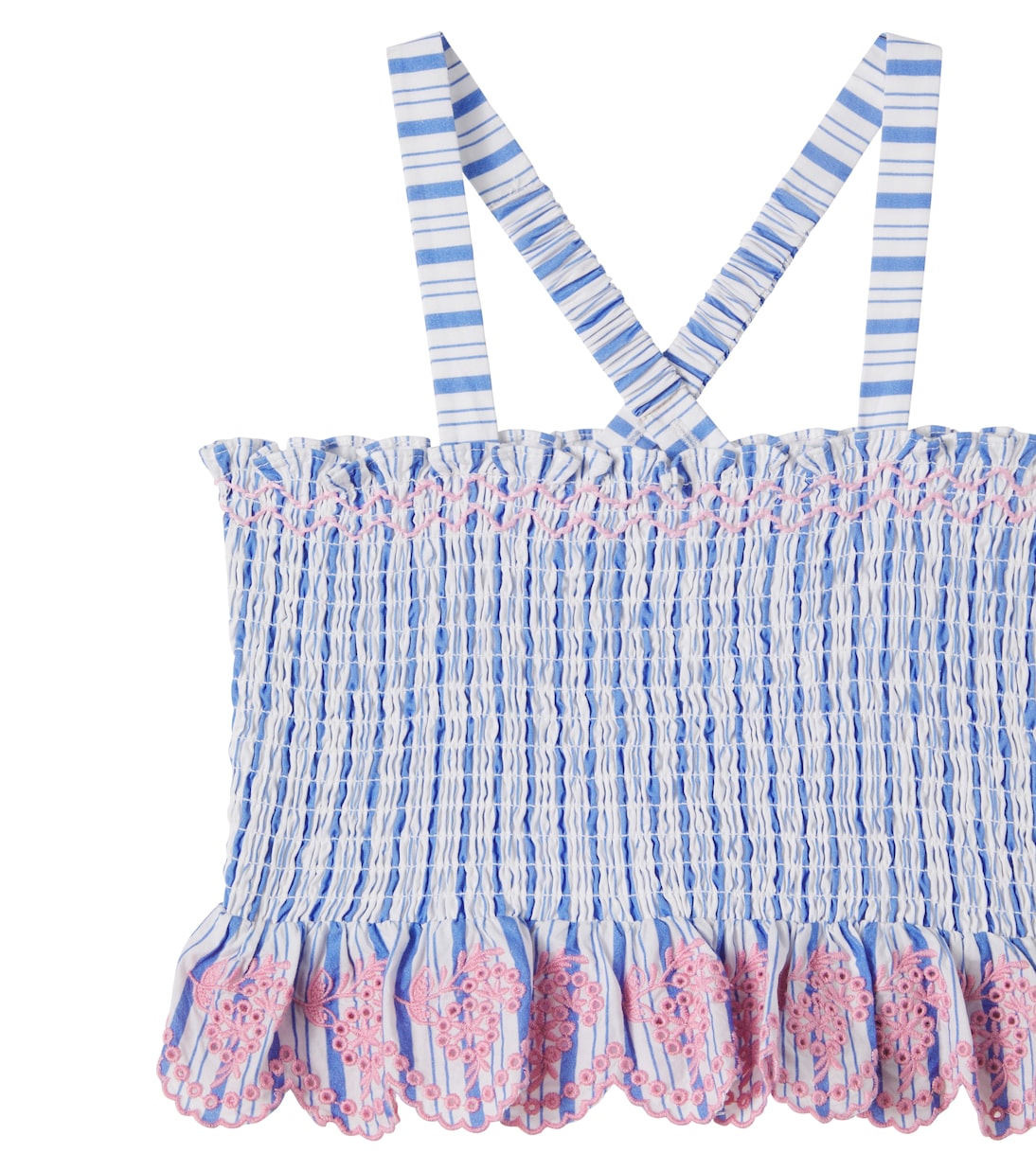 Florentina embroidered smocked cotton top | Louise Misha